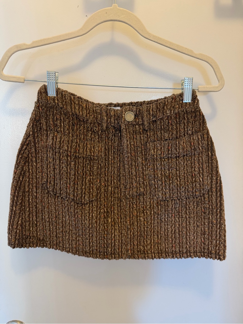 Acne Ribbed Knit Mini Skirt in Brown